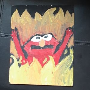 Elmo in Fire Meme Painting